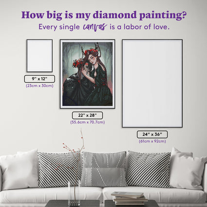 Diamond Painting Hades and Persephone 22" x 28" (55.6cm x 70.7cm) / Round with 53 Colors including 2 ABs and 3 Fairy Dust Diamonds / 51,914