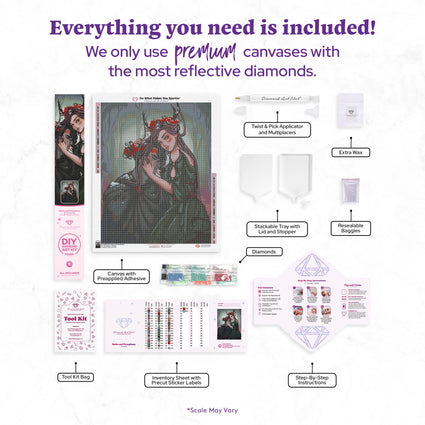 Diamond Painting Hades and Persephone 22" x 28" (55.6cm x 70.7cm) / Round with 53 Colors including 2 ABs and 3 Fairy Dust Diamonds / 51,914