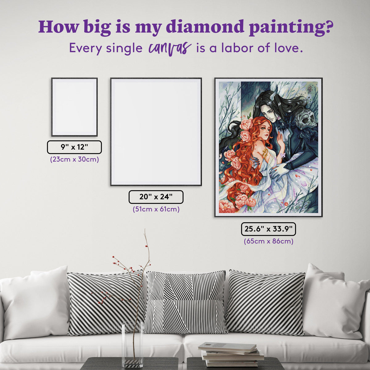 Diamond Painting Hades & Persephone 25.6" x 33.9" (65cm x 86cm) / Square with 68 Colors including 3 ABs and 4 Fairy Dust Diamonds / 90,045
