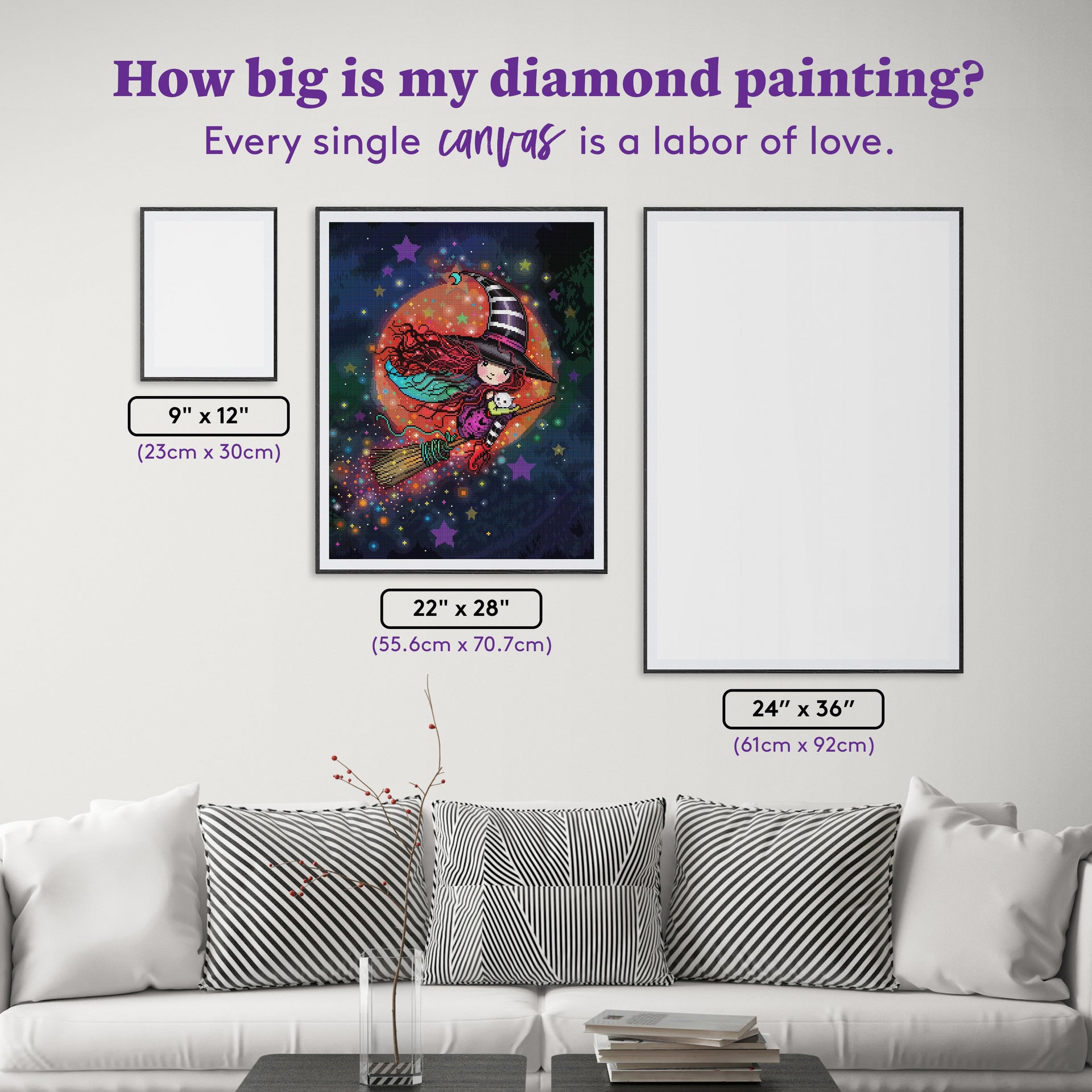 Diamond Painting Halloween Flight 22" x 28" (55.6cm x 70.7cm) / Round with 78 Colors including 1 AB and 1 Iridescent Diamond and 4 Fairy Dust Diamonds / 51,914