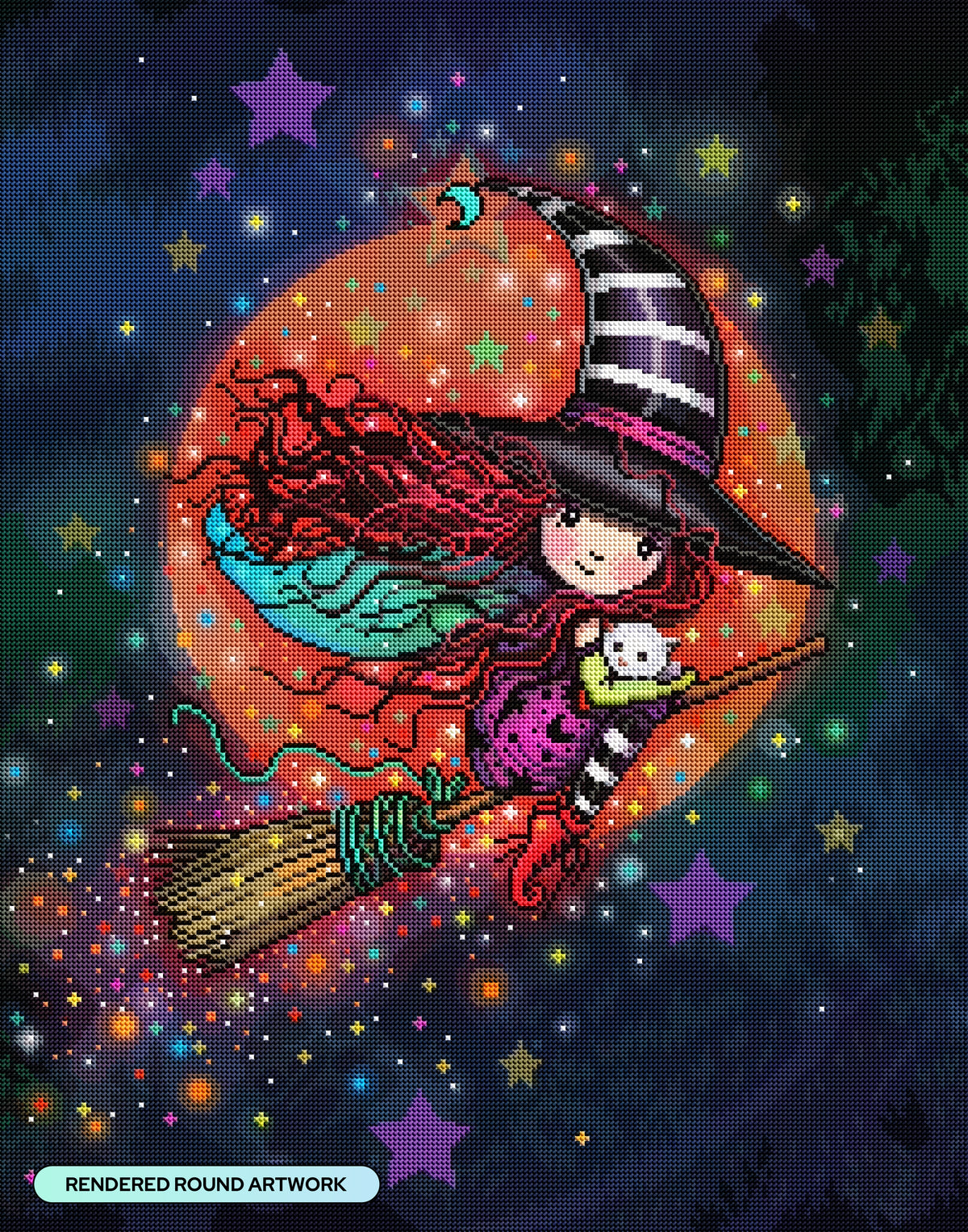 Diamond Painting Halloween Flight 22" x 28" (55.6cm x 70.7cm) / Round with 78 Colors including 1 AB and 1 Iridescent Diamond and 4 Fairy Dust Diamonds / 51,914