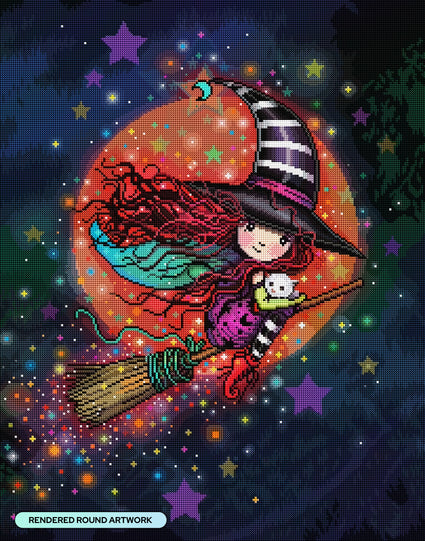 Diamond Painting Halloween Flight 22" x 28" (55.6cm x 70.7cm) / Round with 78 Colors including 1 AB and 1 Iridescent Diamond and 4 Fairy Dust Diamonds / 51,914