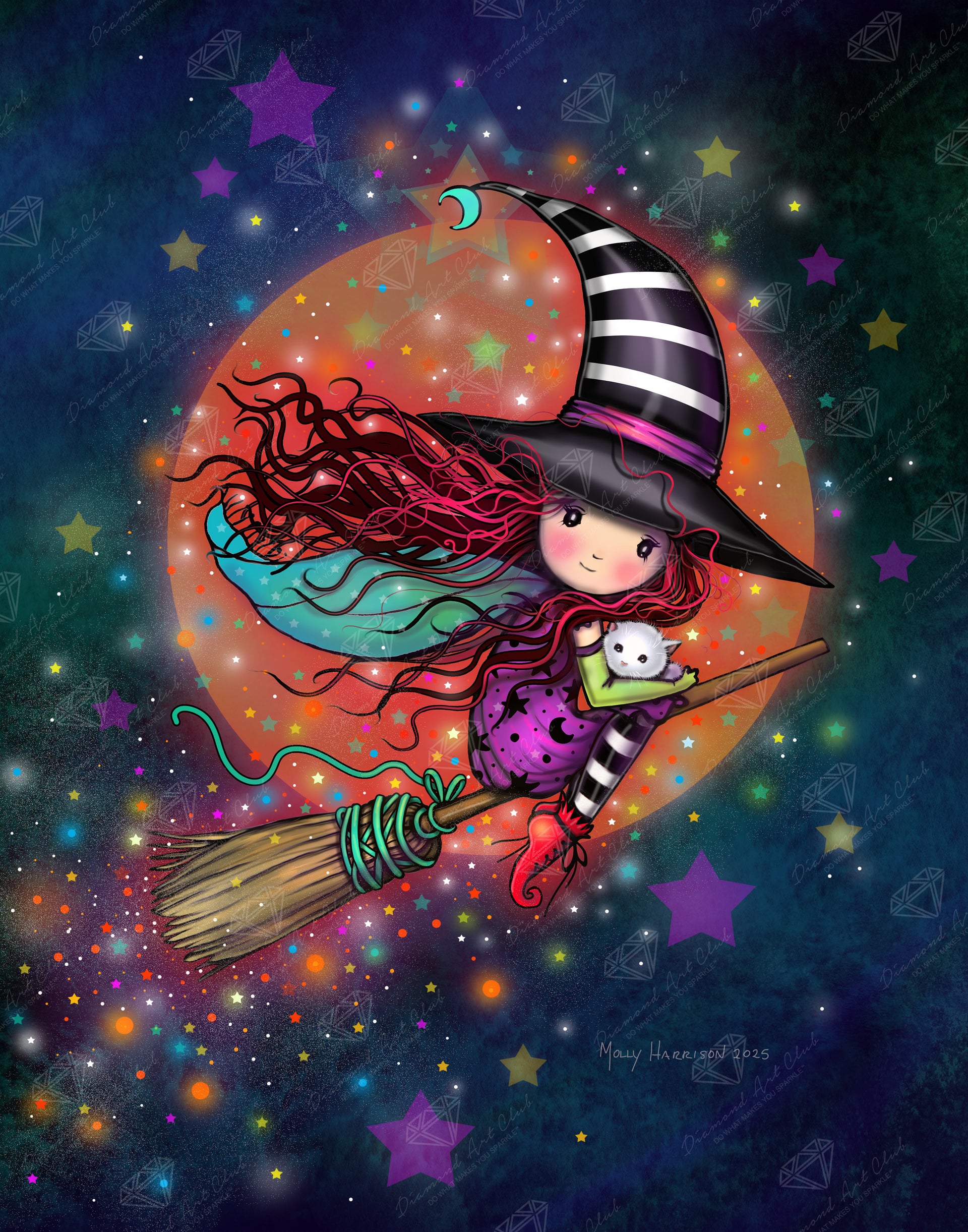 Diamond Painting Halloween Flight 22" x 28" (55.6cm x 70.7cm) / Round with 78 Colors including 1 AB and 1 Iridescent Diamond and 4 Fairy Dust Diamonds / 51,914