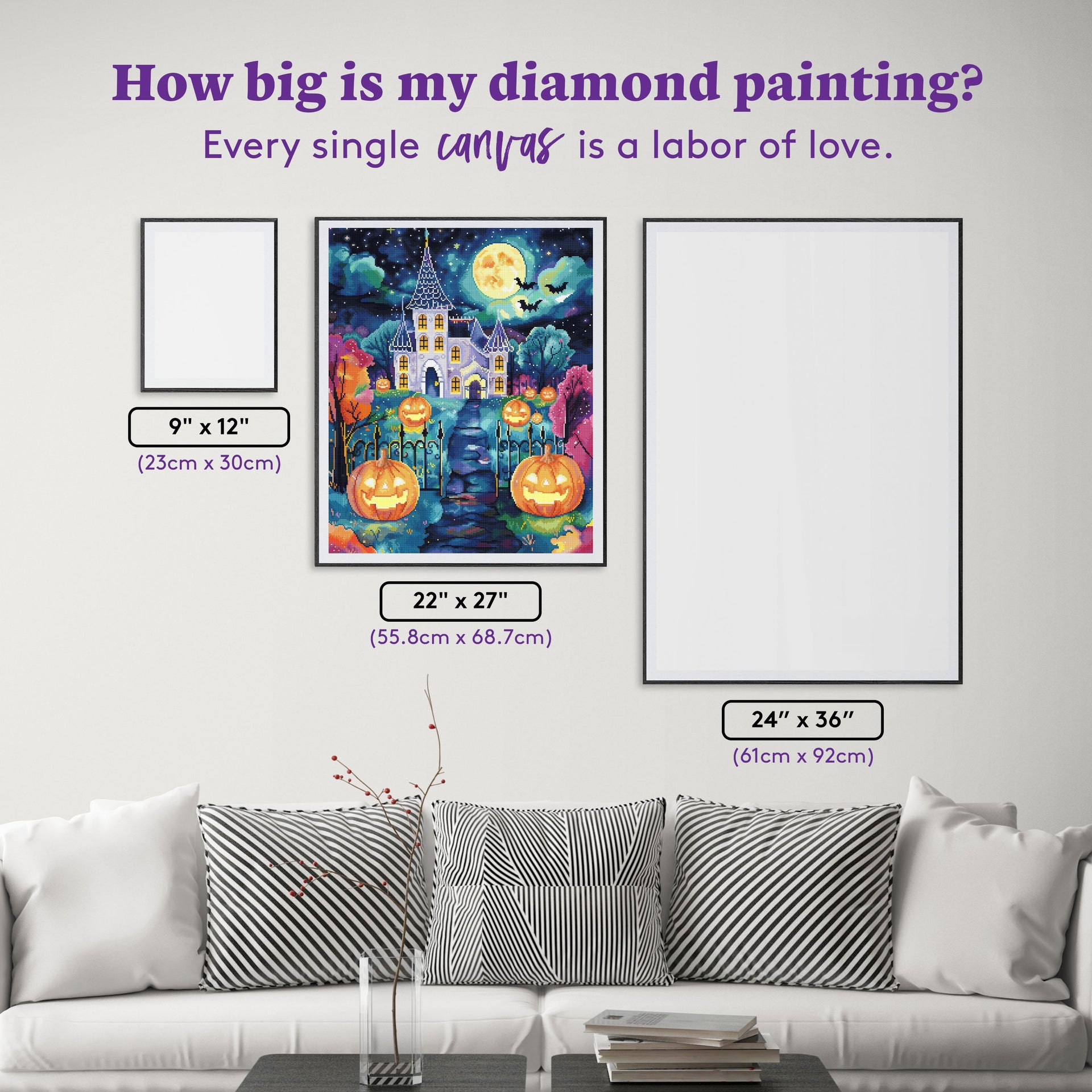Diamond Painting Halloween Night 22" x 27" (55.8cm x 68.7cm) / Square with 58 Colors including 3 ABs and 2 Fairy Dust Diamonds / 61,824