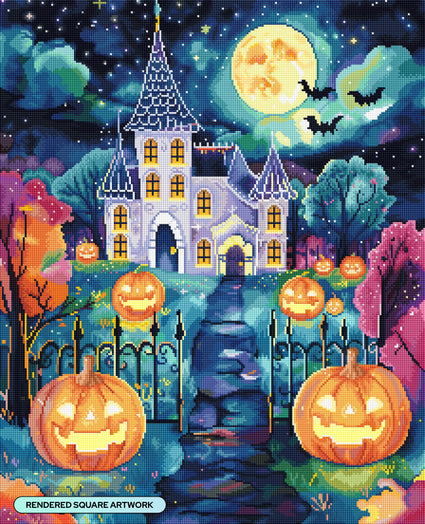 Diamond Painting Halloween Night 22" x 27" (55.8cm x 68.7cm) / Square with 58 Colors including 3 ABs and 2 Fairy Dust Diamonds / 61,824