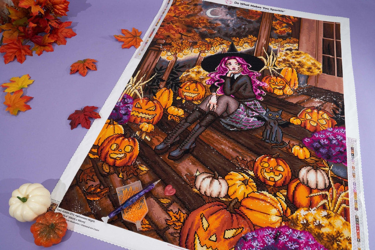 Diamond Painting Halloween Night 25.6" x 35.4" (65cm x 90cm) / Square with 58 Colors including 2AB Diamonds and 4 Fairy Dust Diamonds and 1 Iridescent Diamonds / 94,221