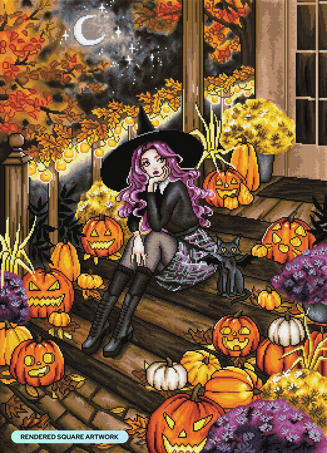 Diamond Painting Halloween Night 25.6" x 35.4" (65cm x 90cm) / Square with 58 Colors including 2AB Diamonds and 4 Fairy Dust Diamonds and 1 Iridescent Diamonds / 94,221