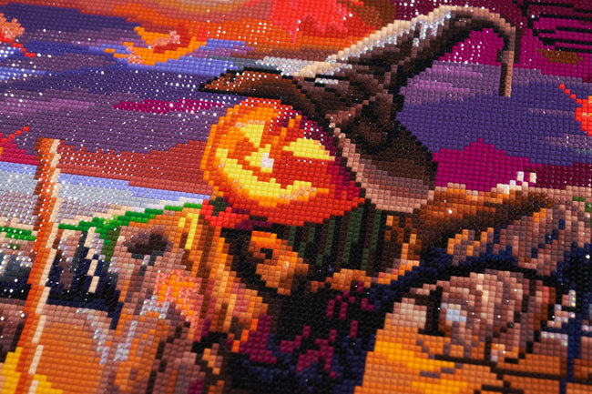 Diamond Painting Halloween Spooky Pumpkins 38.6" x 27.6" (98cm x 70cm) / Square with 67 Colors including 4 ABs / 107,476