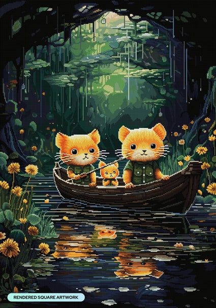 Diamond Painting Hamster Explorers 25.6" x 36.6" (65cm x 93cm) / Square with 54 Colors including 2 ABs and 2 Fairy Dust Diamonds / 97,353