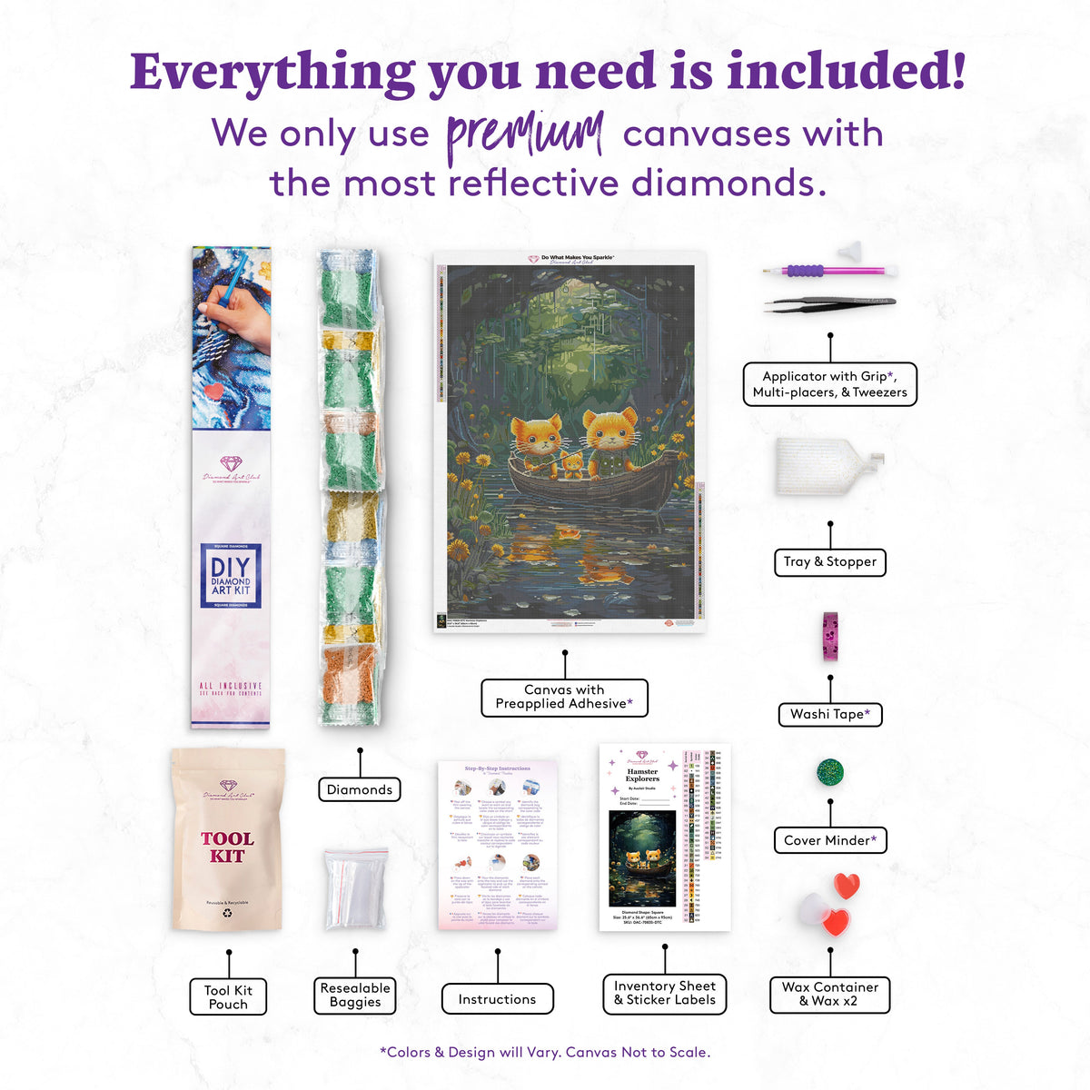 Diamond Painting Hamster Explorers 25.6" x 36.6" (65cm x 93cm) / Square with 54 Colors including 2 ABs and 2 Fairy Dust Diamonds / 97,353
