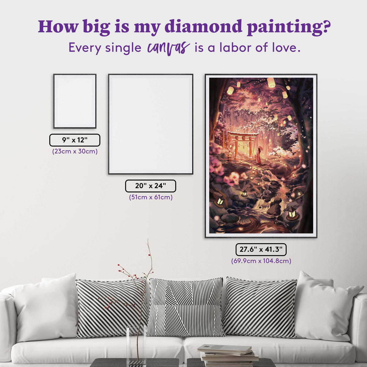 Diamond Painting Hanami 27.6" x 41.3" (69.9cm x 104.8cm) / Square with 65 Colors including 1 AB and 3 Fairy Dust Diamonds / 118,301