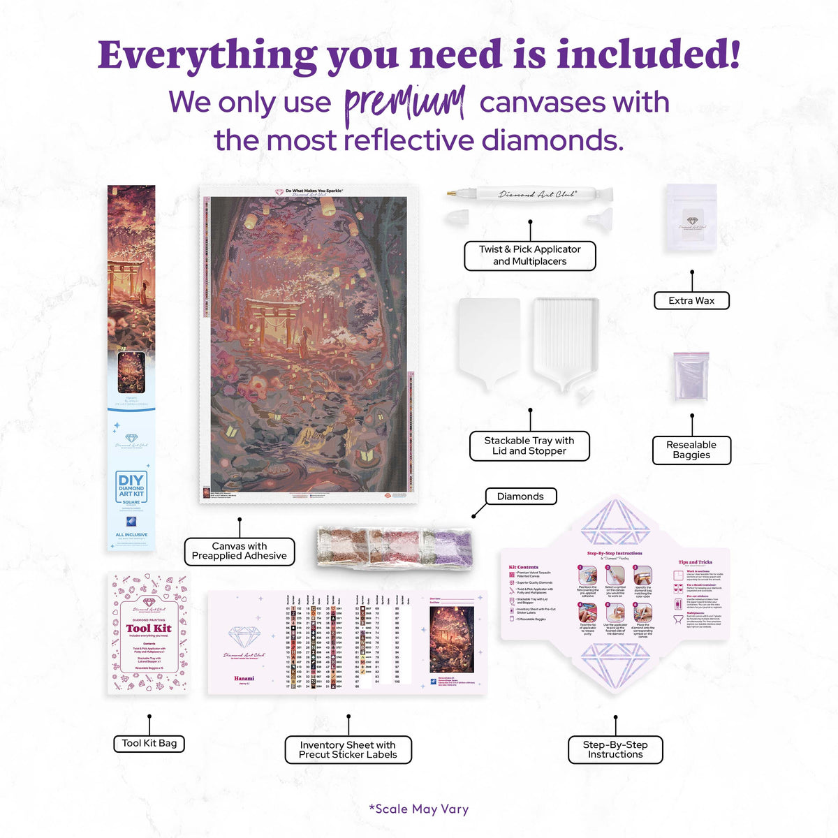 Diamond Painting Hanami 27.6" x 41.3" (69.9cm x 104.8cm) / Square with 65 Colors including 1 AB and 3 Fairy Dust Diamonds / 118,301