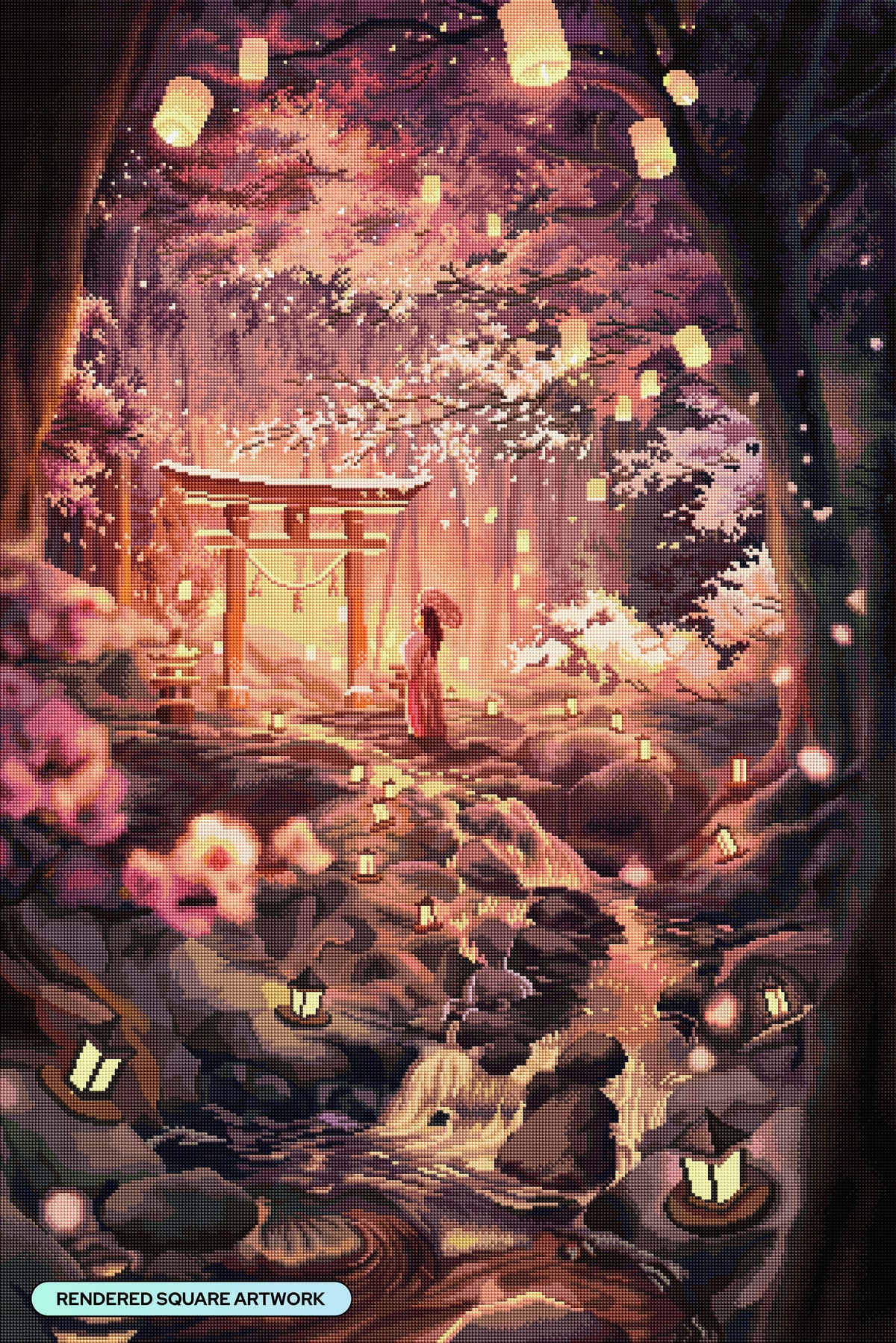 Diamond Painting Hanami 27.6" x 41.3" (69.9cm x 104.8cm) / Square with 65 Colors including 1 AB and 3 Fairy Dust Diamonds / 118,301