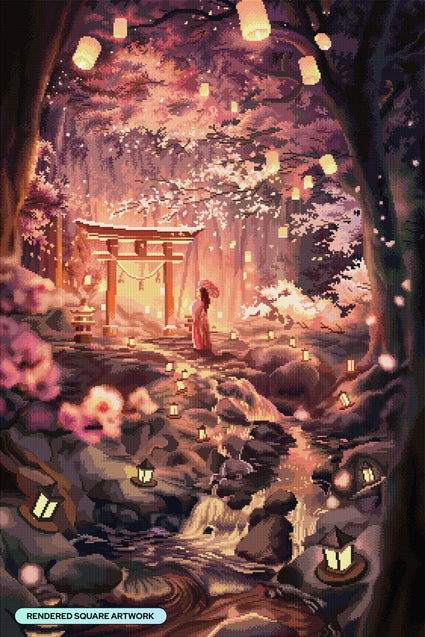 Diamond Painting Hanami 27.6" x 41.3" (69.9cm x 104.8cm) / Square with 65 Colors including 1 AB and 3 Fairy Dust Diamonds / 118,301