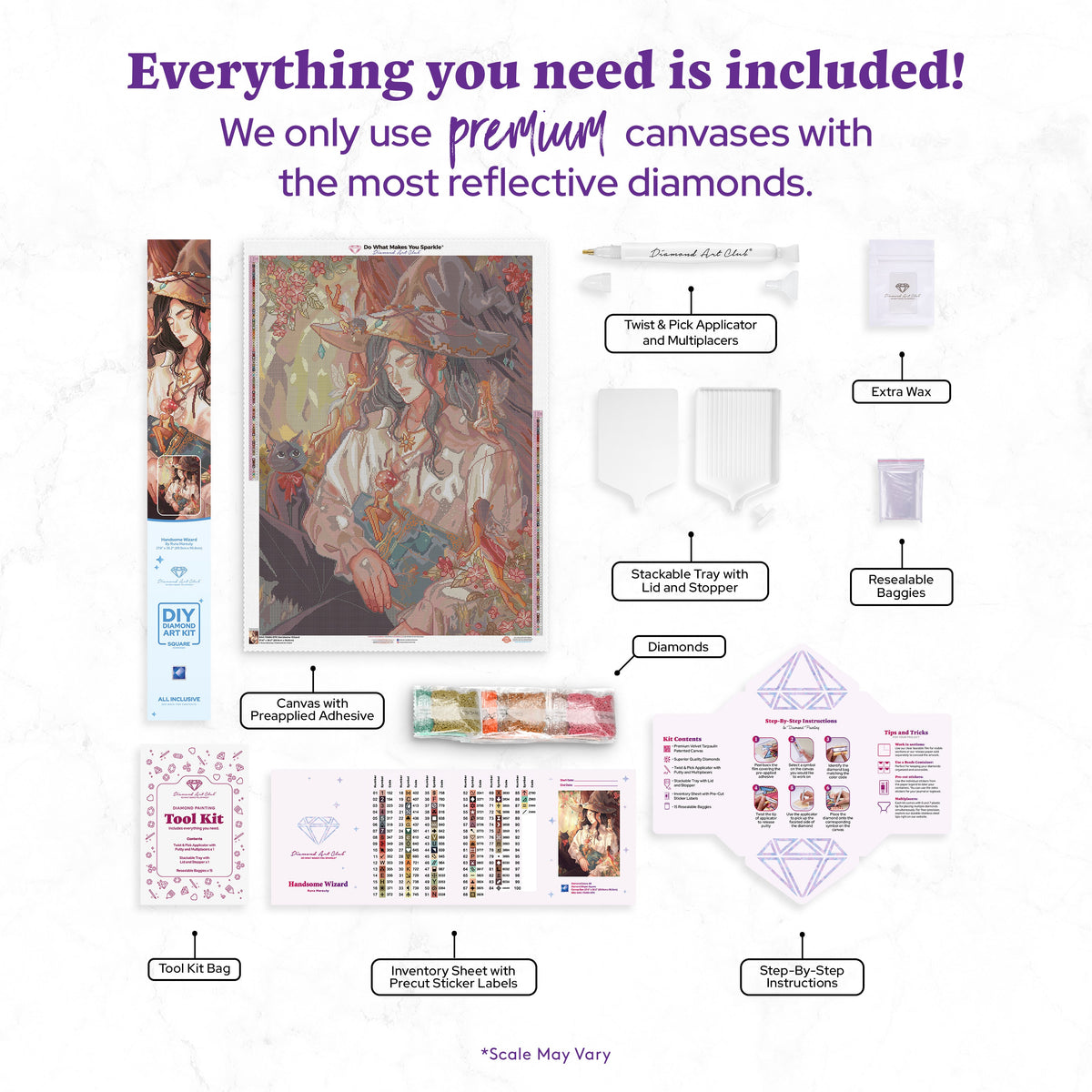 Diamond Painting Handsome Wizard 27.6" x 38.2" (69.9cm x 96.8cm) / Square with 88 Colors including 1 AB and 4 Fairy Dust Diamonds / 109,309