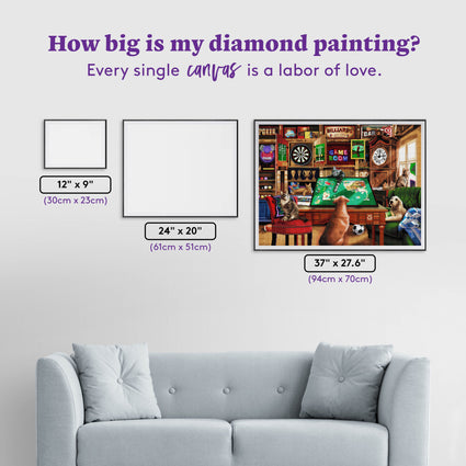 Diamond Painting Hanging Out in the Game Room 37" x 27.6" (94cm x 70cm) / Square With 81 Colors Including 4 ABs and 1 Fairy Dust Diamonds / 106,798