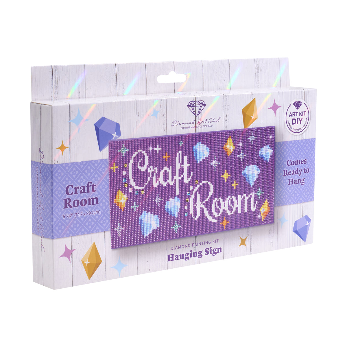 Diamond Painting Hanging Sign - Craft Room 6" x 12" (14.7cm x 29.7cm) / Square 14 Colors Including 1 AB and 1 Iridescent Diamond and 3 Special Diamonds and 3 Fairy Dust Diamonds / 7,021