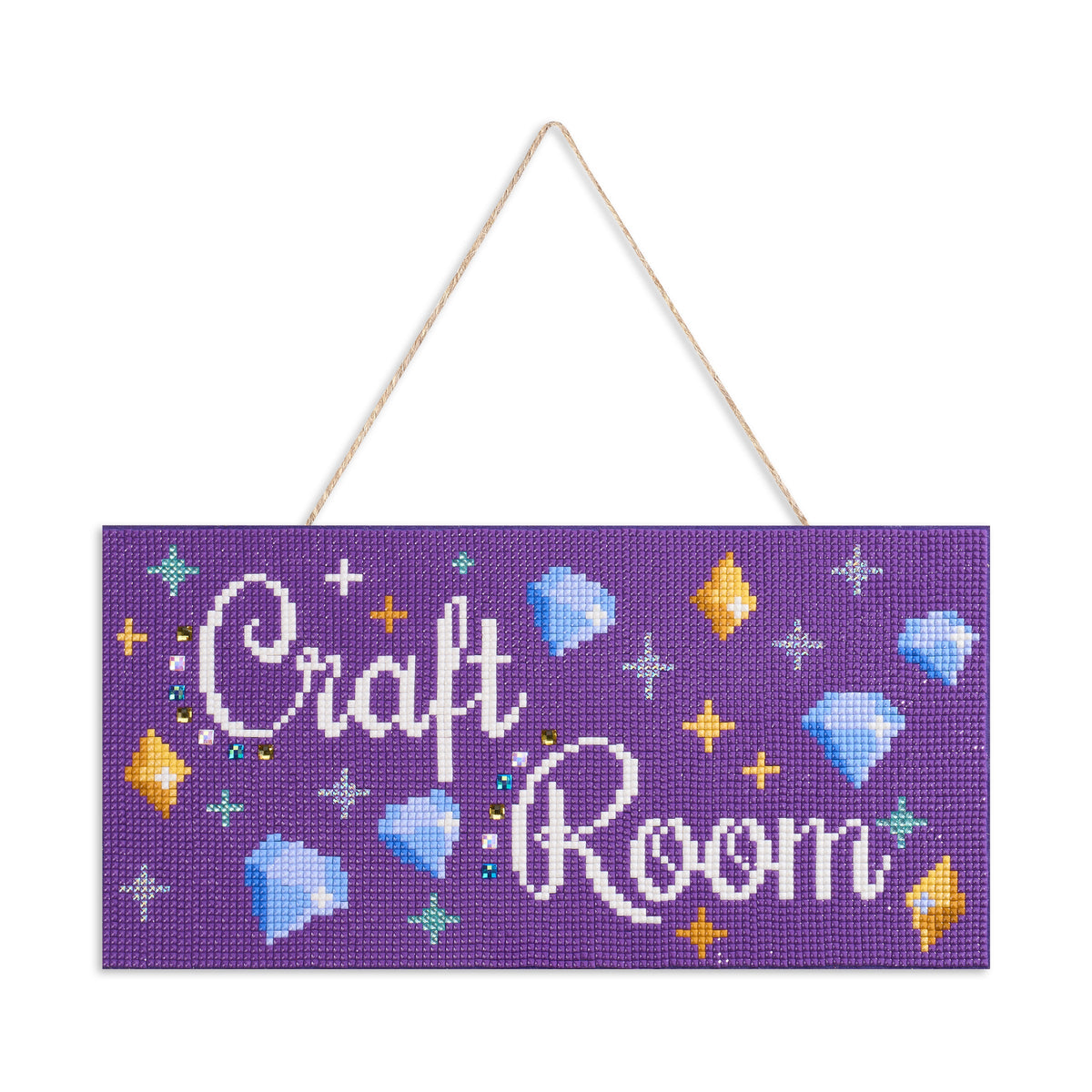 Diamond Painting Hanging Sign - Craft Room 6" x 12" (14.7cm x 29.7cm) / Square 14 Colors Including 1 AB and 1 Iridescent Diamond and 3 Special Diamonds and 3 Fairy Dust Diamonds / 7,021