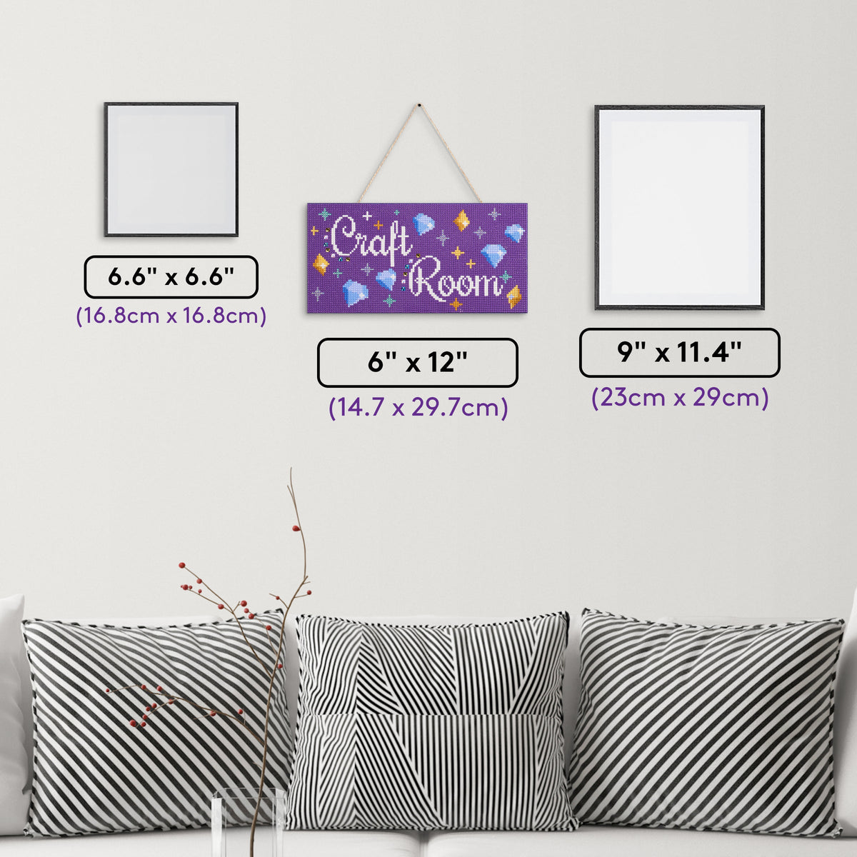 Diamond Painting Hanging Sign - Craft Room 6" x 12" (14.7cm x 29.7cm) / Square 14 Colors Including 1 AB and 1 Iridescent Diamond and 3 Special Diamonds and 3 Fairy Dust Diamonds / 7,021