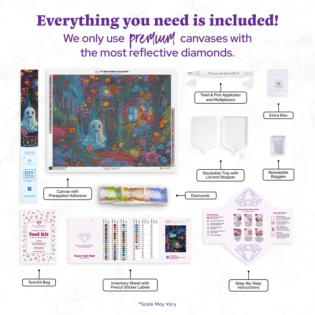 Diamond Painting Happy Fright Night 33.1" x 25.6" (83.9cm x 65cm) / Square with 63 Colors including 4 ABs and 2 Fairy Dust Diamonds / 87,957