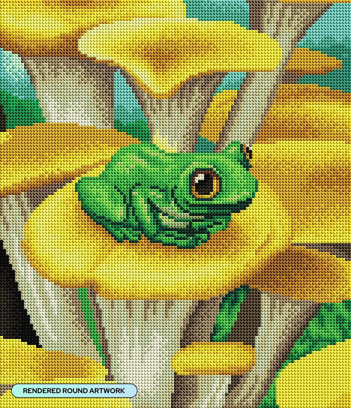 Diamond Painting Happy Frog 13" x 15" (32.8cm x 38cm) / Round with 33 Colors including 1 ABs and 3 Fairy Dust Diamonds / 15,912