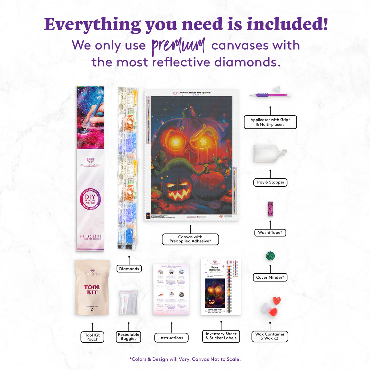 Diamond Painting Happy Halloween 20" x 29" (50.7cm x 73.7cm) / Round with 43 Colors including 3 AB and 1 Fairy Dust Diamonds / 47,603