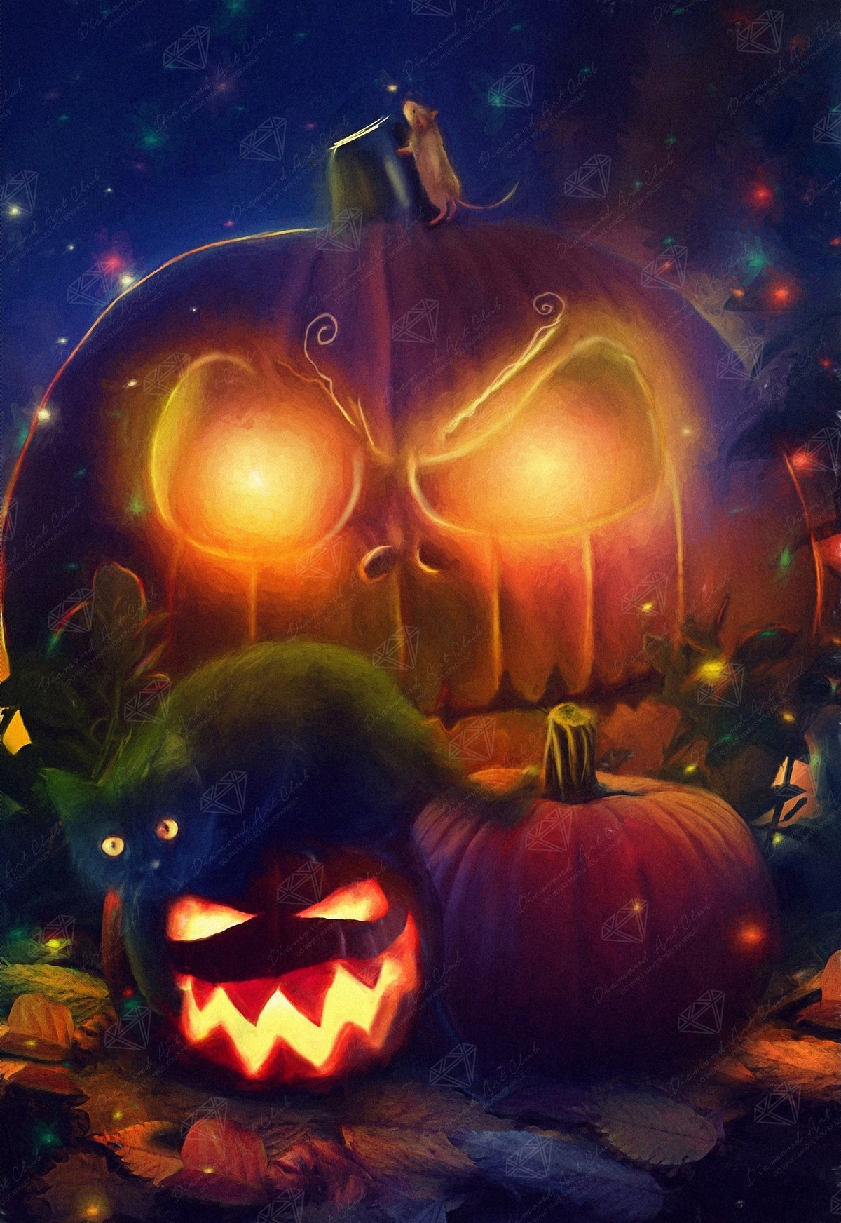 Diamond Painting Happy Halloween 20" x 29" (50.7cm x 73.7cm) / Round with 43 Colors including 3 AB and 1 Fairy Dust Diamonds / 47,603