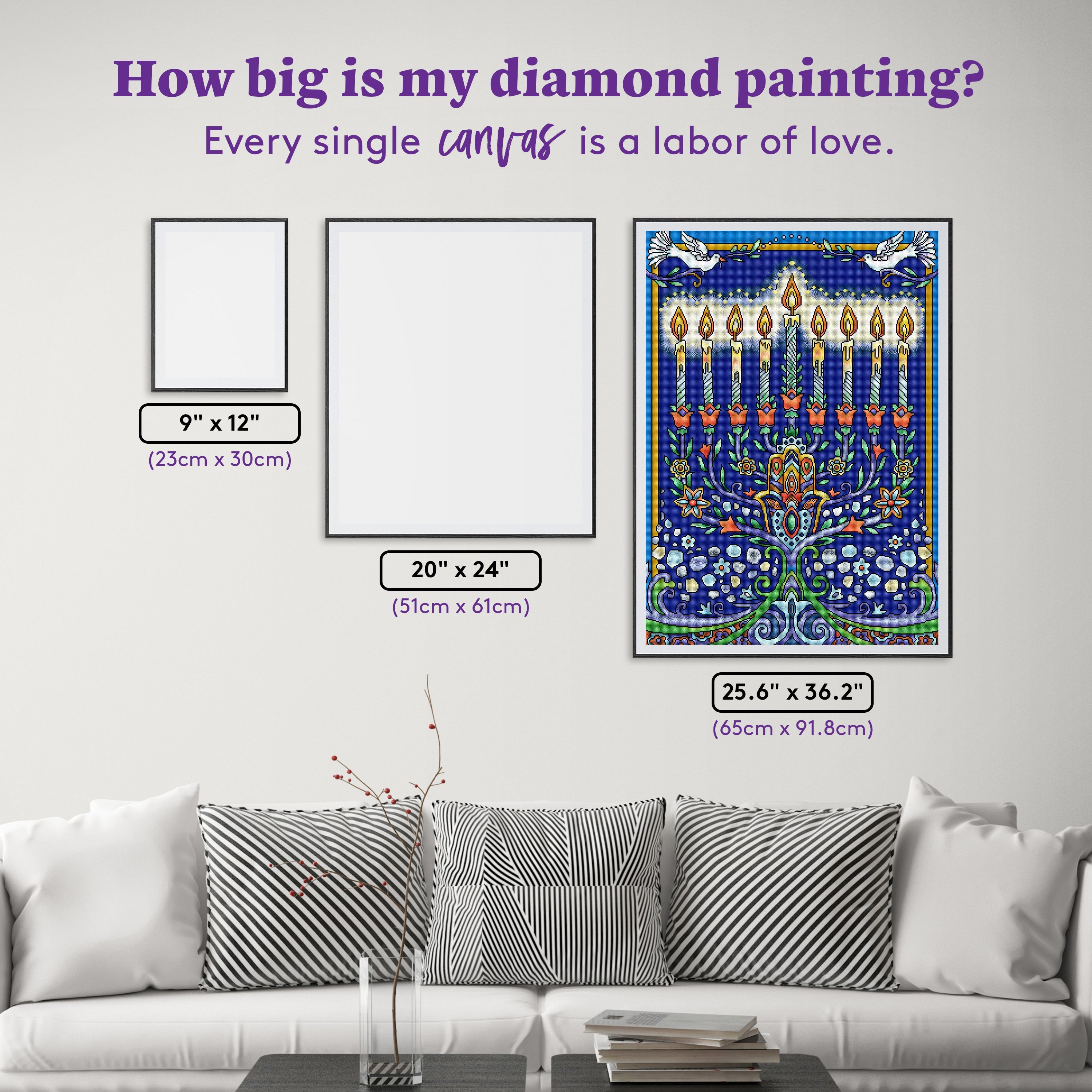 Happy Hanukkah Menorah Diamond Painting Kit – Diamond Art Club
