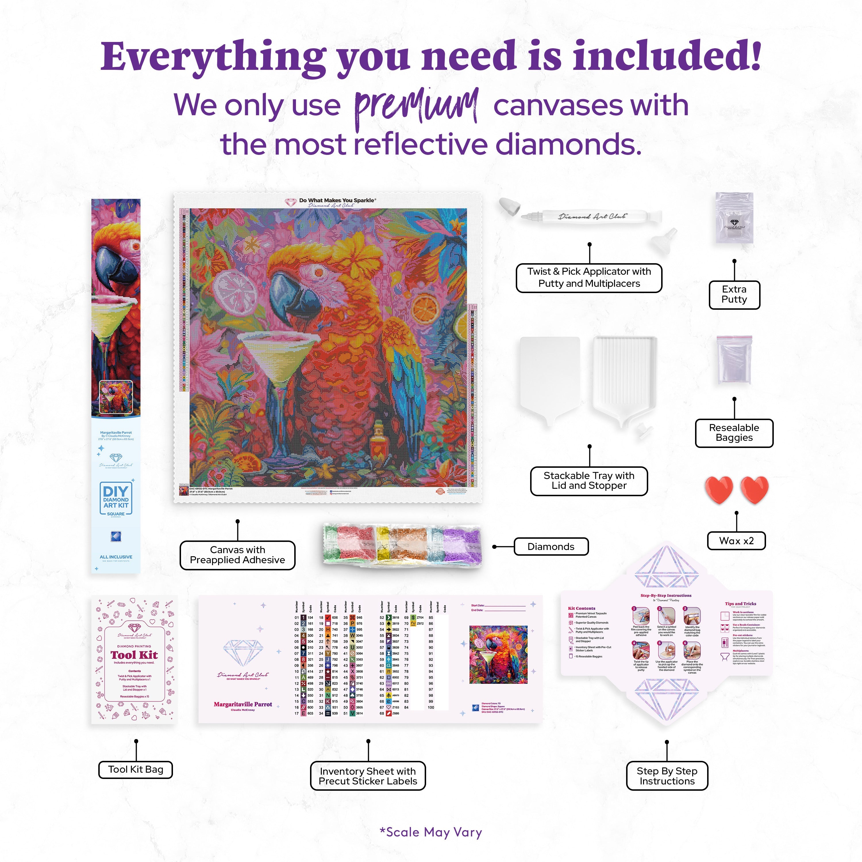 ダイヤモンドアートクラブDAC（幸せなハチドリ） Happy Hour Parrot – Diamond Art Club