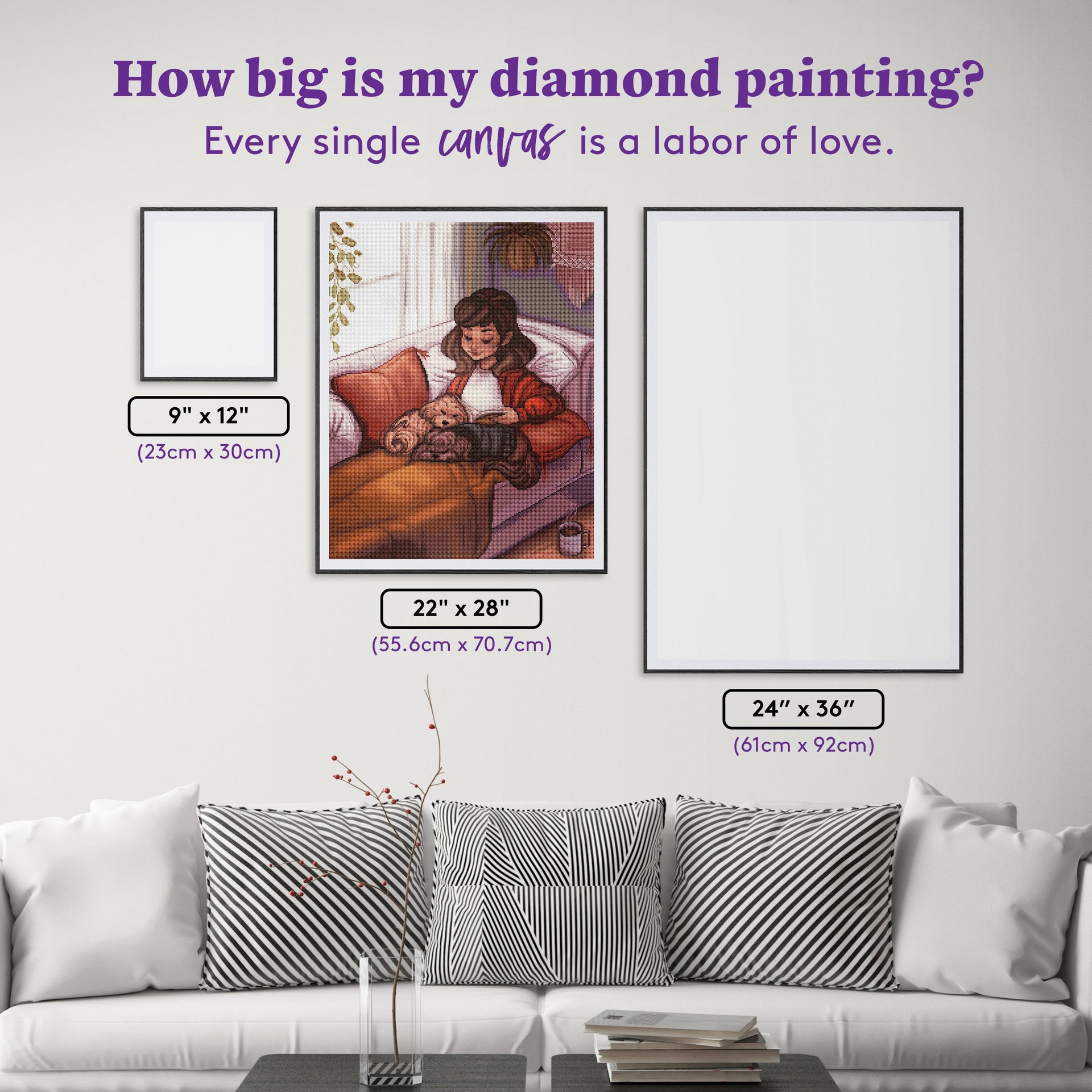 Diamond Painting Happy Place 22" x 28" (55.6cm x 70.7cm) / Round with 61 Colors including 3 Fairy Dust Diamonds / 51,914