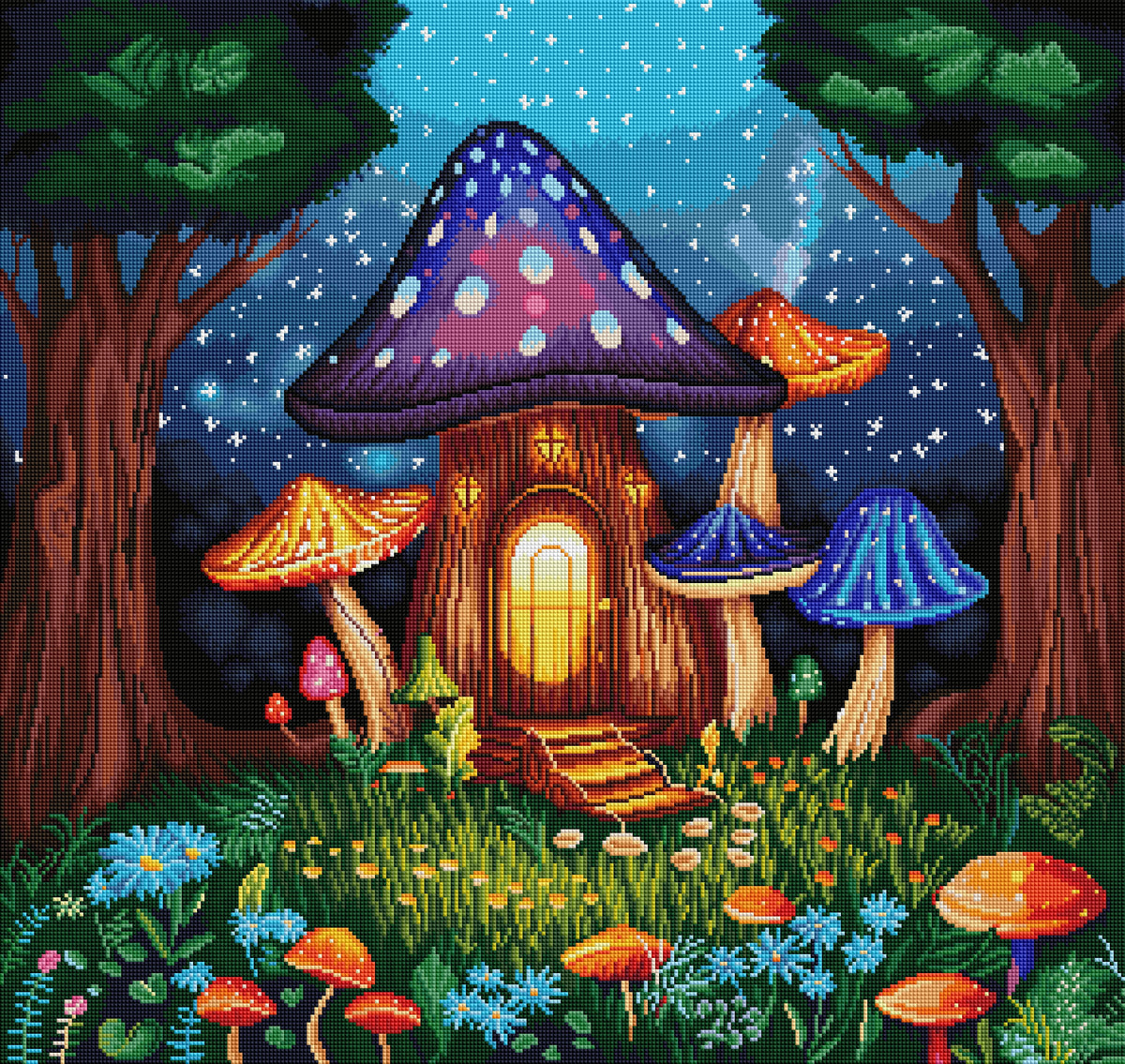 Diamond Painting Happy Place 29.1" x 27.6" (73.9cm x 69.9cm) / Square with 61 Colors including 3 ABs and 2 Fairy Dust Diamonds / 83,457
