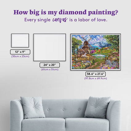 Diamond Painting Harmony in the Highlands 38.6" x 27.6" (97.8cm x 69.9cm) / Square with 65 Colors including 2 ABs and 3 Fairy Dust Diamonds / 110,433