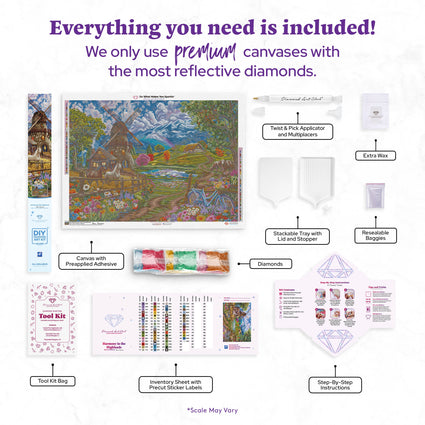 Diamond Painting Harmony in the Highlands 38.6" x 27.6" (97.8cm x 69.9cm) / Square with 65 Colors including 2 ABs and 3 Fairy Dust Diamonds / 110,433
