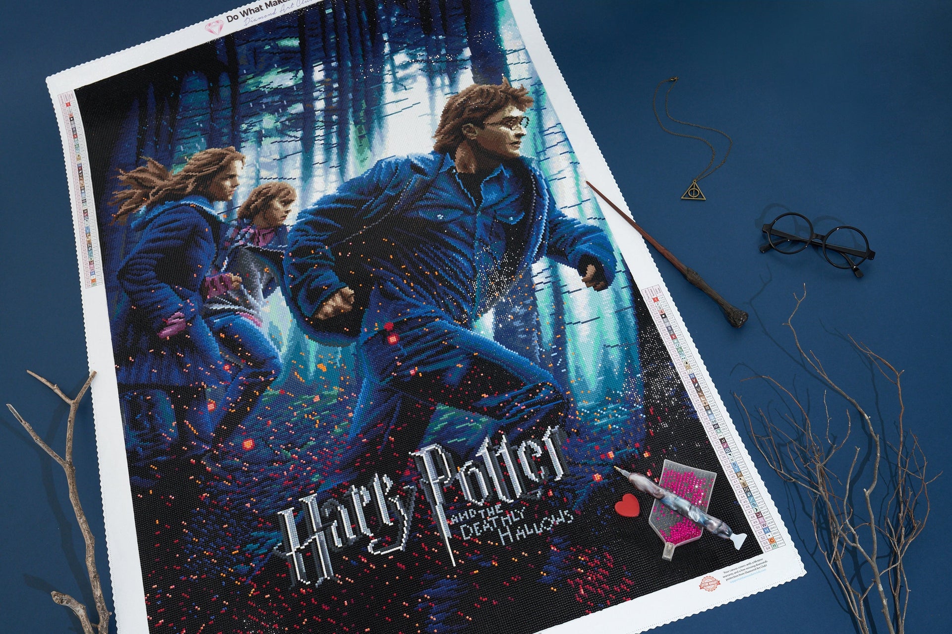Diamond Painting Harry Potter and the Deathly Hallows 26.4" x 39" (67cm x 99cm) / Square With 54 Colors Including 3 ABs and 2 Fairy Dust Diamonds / 106,793