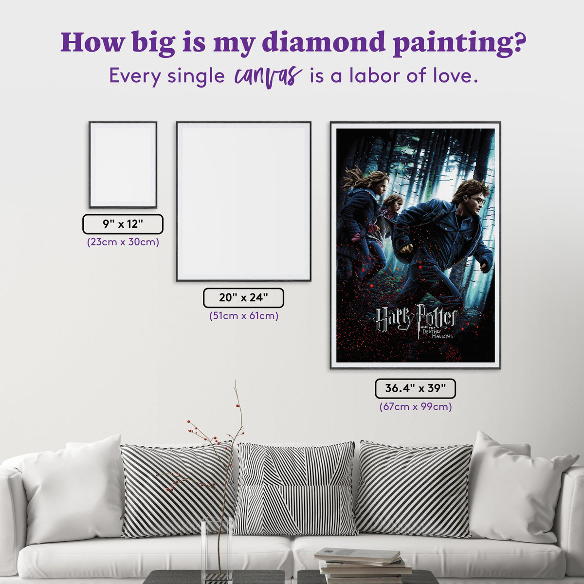 Diamond Painting Harry Potter and the Deathly Hallows 26.4" x 39" (67cm x 99cm) / Square With 54 Colors Including 3 ABs and 2 Fairy Dust Diamonds / 106,793