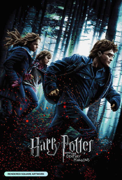 Diamond Painting Harry Potter and the Deathly Hallows 26.4" x 39" (67cm x 99cm) / Square With 54 Colors Including 3 ABs and 2 Fairy Dust Diamonds / 106,793