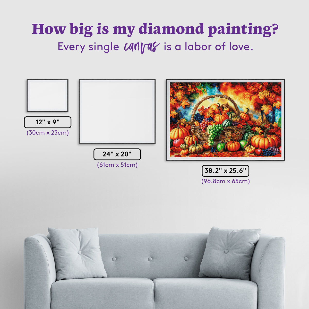 Diamond Painting Harvest Bounty 38.2" x 25.6" (96.8cm x 65cm) / Square with 64 Colors including 2 ABs and 4 Fairy Dust Diamonds / 101,529