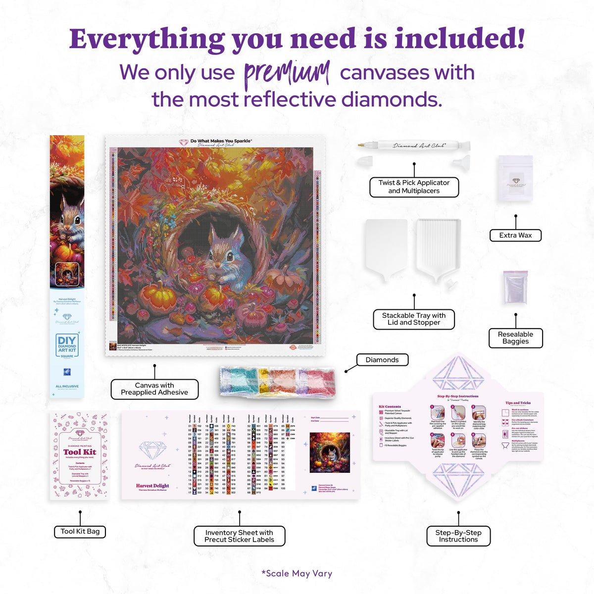 Diamond Painting Harvest Delight 25.6" x 25.6" (65cm x 65cm) / Square with 88 Colors including 4 ABs and 6 Fairy Dust Diamonds / 68,121