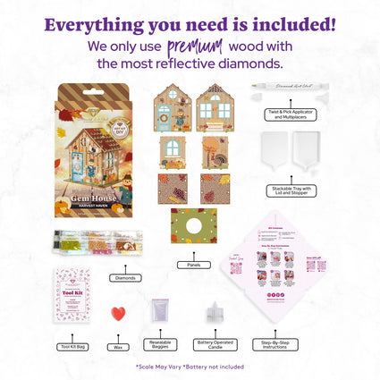 Diamond Painting Harvest Haven - Gem House 5.5" x 4.1" x 3.1" (14 x 10.5 x 8cm) / Round with 38 Colors / 415