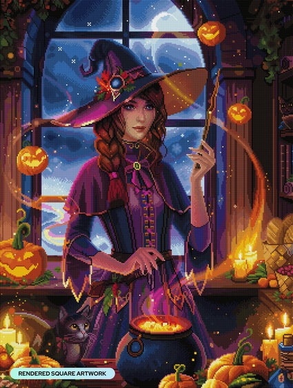 Diamond Painting Harvest Witch 25.6" x 33.9" (65cm x 86cm) / Square with 78 Colors including 3 ABs and 3 Fairy Diamonds / 90,045