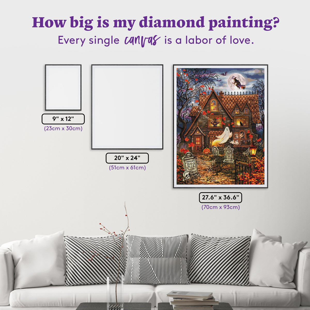 Diamond Painting Haunted House 27.6" x 36.6" (70cm x 93cm) / Square with 55 Colors including 5 ABs and 1 Fairy Dust Diamonds / 104,813