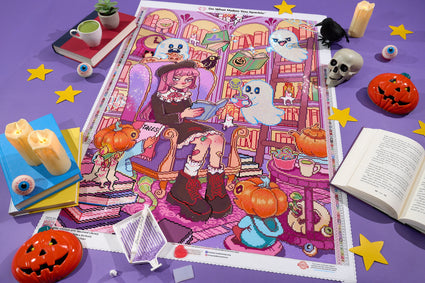 Diamond Painting Haunted Library 23.6" x 33.5" (60cm x 84.9cm) / Square with 96 Colors including 2 ABs and 6 Fairy Dust Diamonds / 82,181