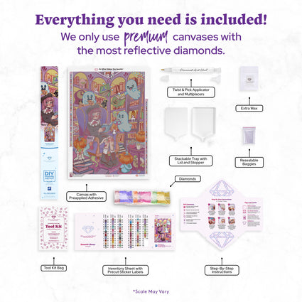 Diamond Painting Haunted Library 23.6" x 33.5" (60cm x 84.9cm) / Square with 96 Colors including 2 ABs and 6 Fairy Dust Diamonds / 82,181
