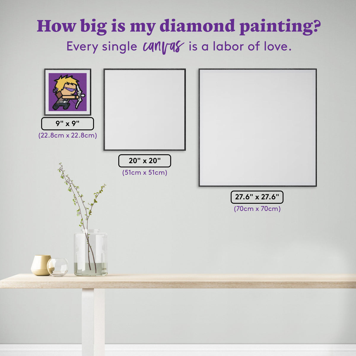 Diamond Painting Hawkeye 9" x 9" (22.8cm x 22.8cm) / Round with 9 Colors including 2 Fairy Dust Diamonds / 6,889