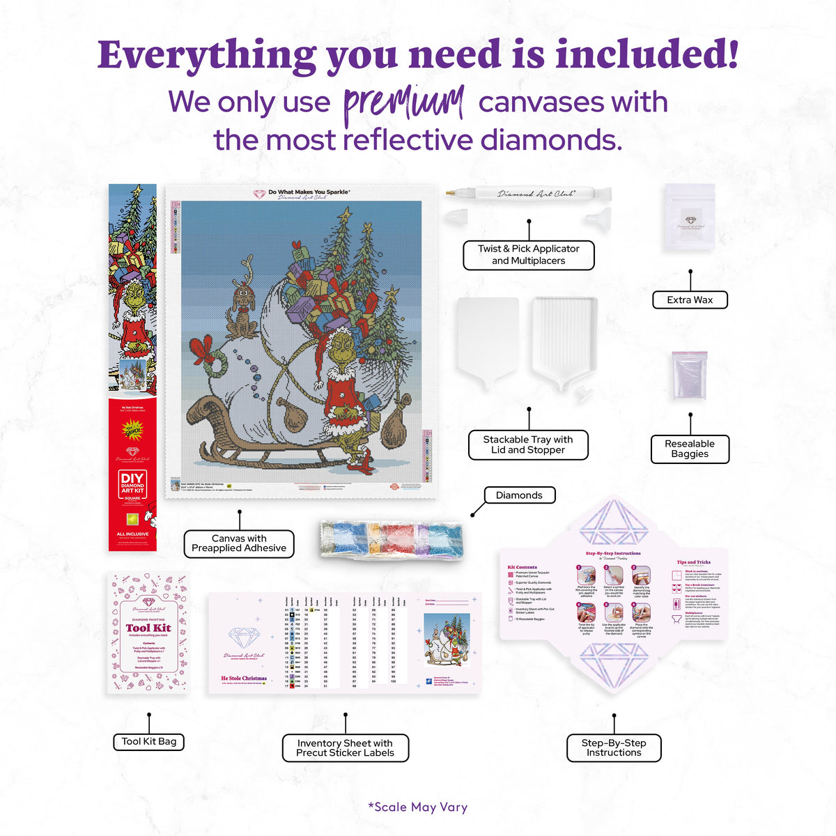 Diamond Painting He Stole Christmas 23.6" x 27.6" (60cm x 70cm) / Square with 18 Colors including 4 Fairy Dust Diamonds / 67,721