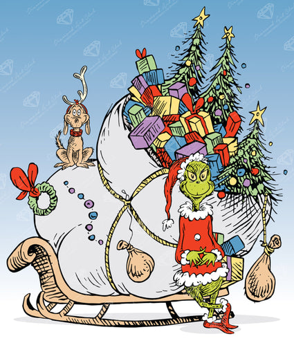 Diamond Painting He Stole Christmas 23.6" x 27.6" (60cm x 70cm) / Square with 18 Colors including 4 Fairy Dust Diamonds / 67,721