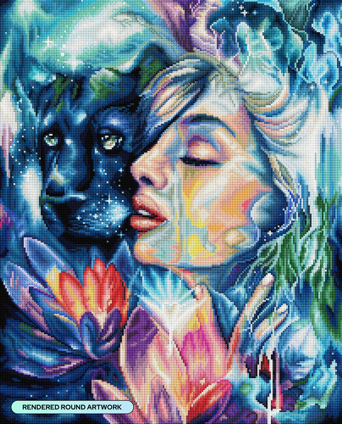 Diamond Painting Healer of the Earth 22" x 27" (55.6cm x 68.8cm) / Round with 63 Colors including 2 ABs and 2 Fairy Dust Diamonds / 50,500