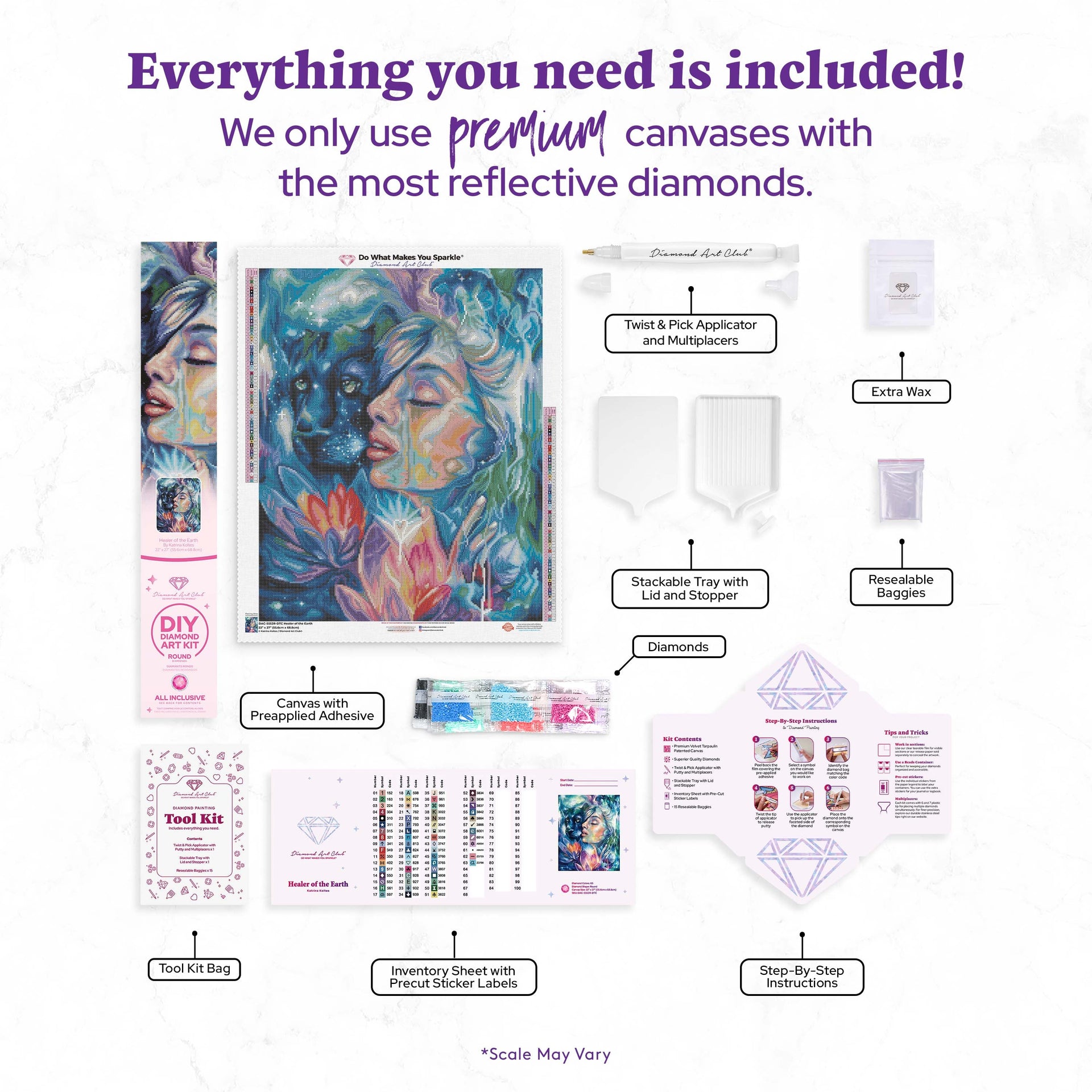 Diamond Painting Healer of the Earth 22" x 27" (55.6cm x 68.8cm) / Round with 63 Colors including 2 ABs and 2 Fairy Dust Diamonds / 50,500