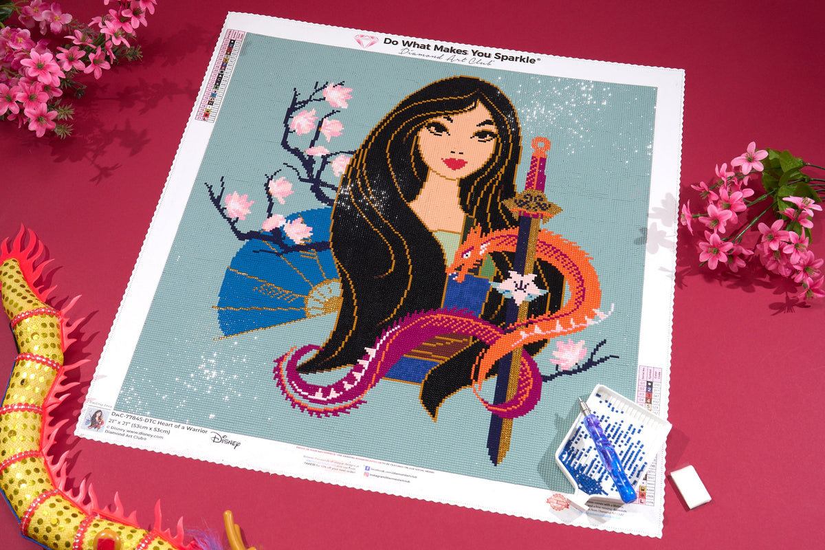 Diamond Painting Heart of a Warrior 21" x 21" (53cm x 53cm) / Square with 21 Colors including 1 AB and 1 Electro Diamond and 2 Fairy Dust Diamonds / 45,369