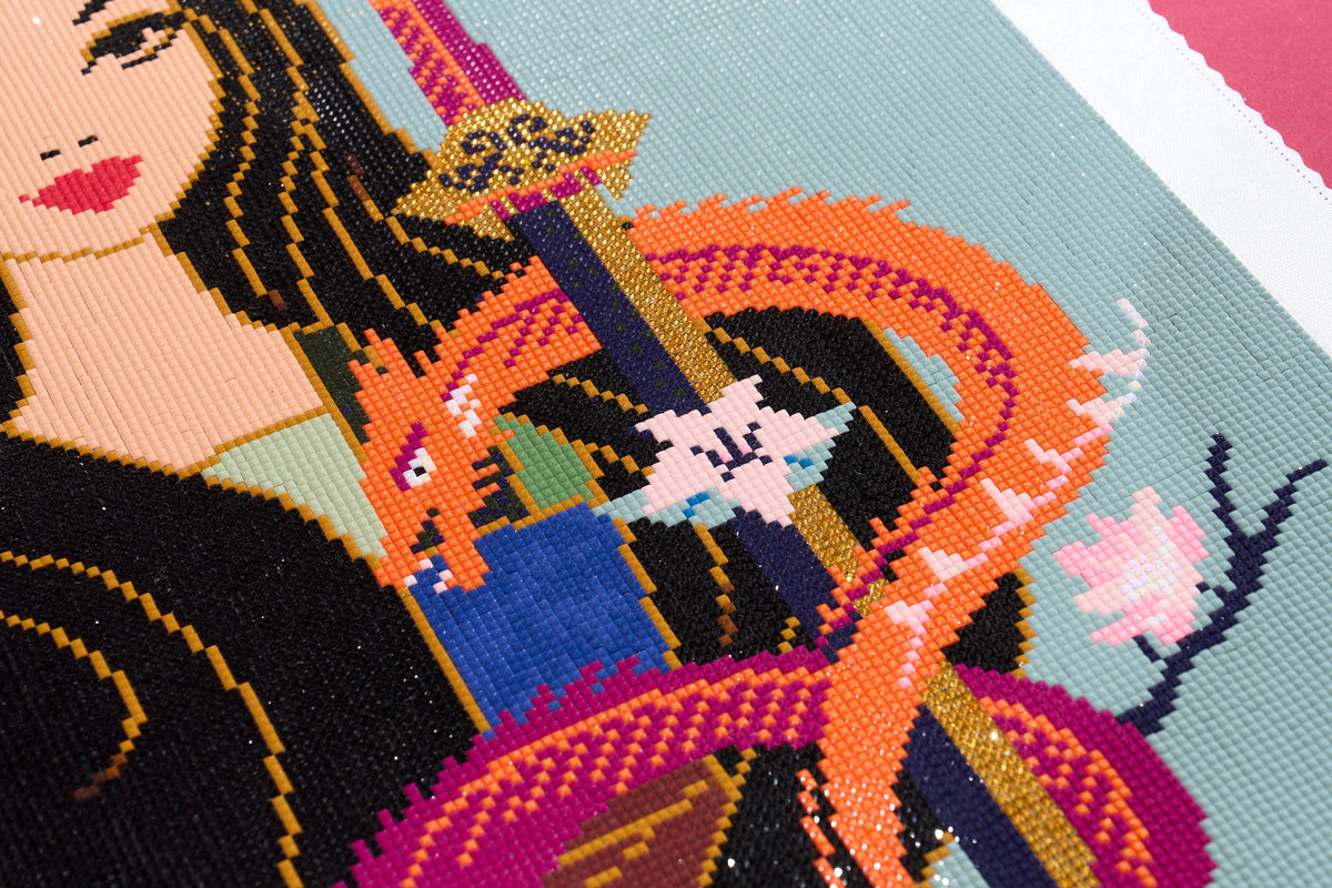 Diamond Painting Heart of a Warrior 21" x 21" (53cm x 53cm) / Square with 21 Colors including 1 AB and 1 Electro Diamond and 2 Fairy Dust Diamonds / 45,369